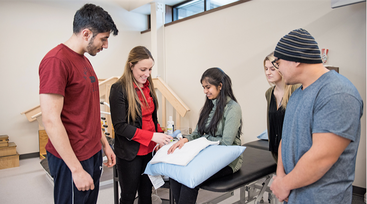 Students working with a client